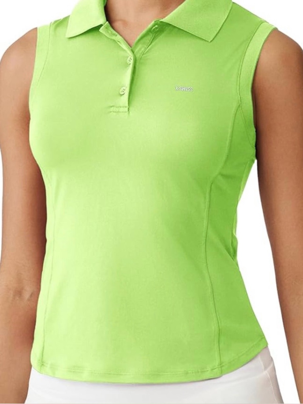 K-Swiss Sleeveless Polo Tank Top in Lime NWT